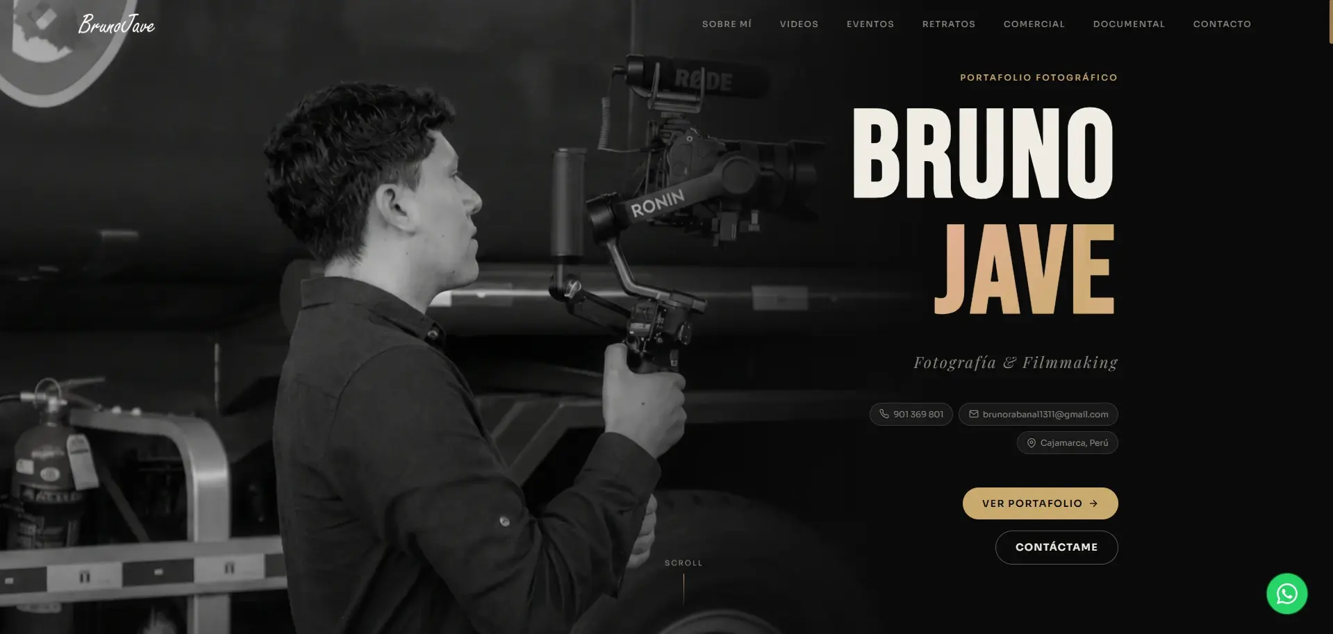 Captura del sitio de Bruno Jave